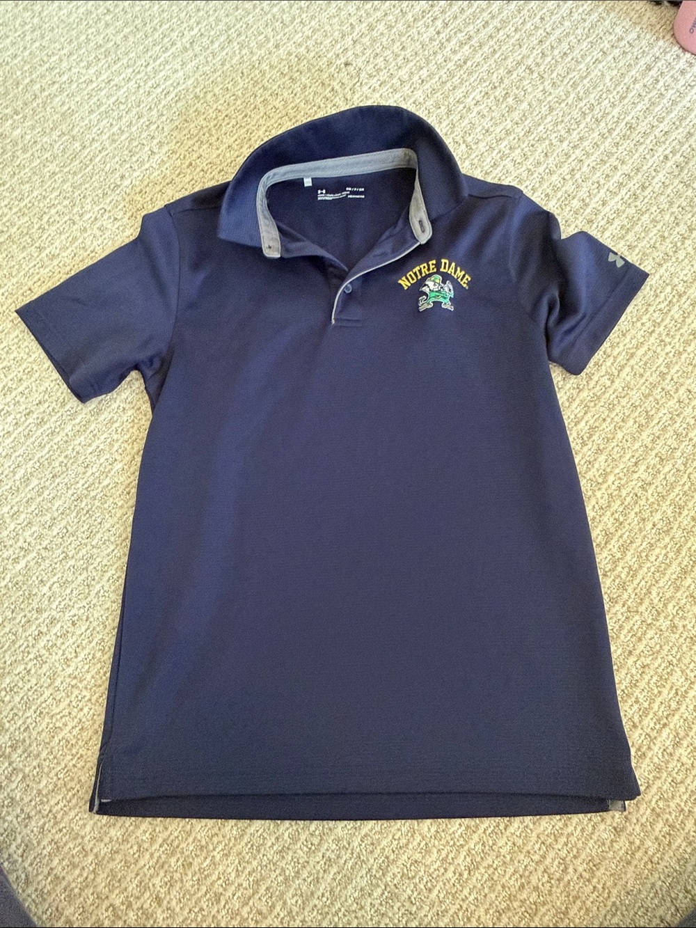 Under Armour Navy Polo with notre dame Embroidered Crest